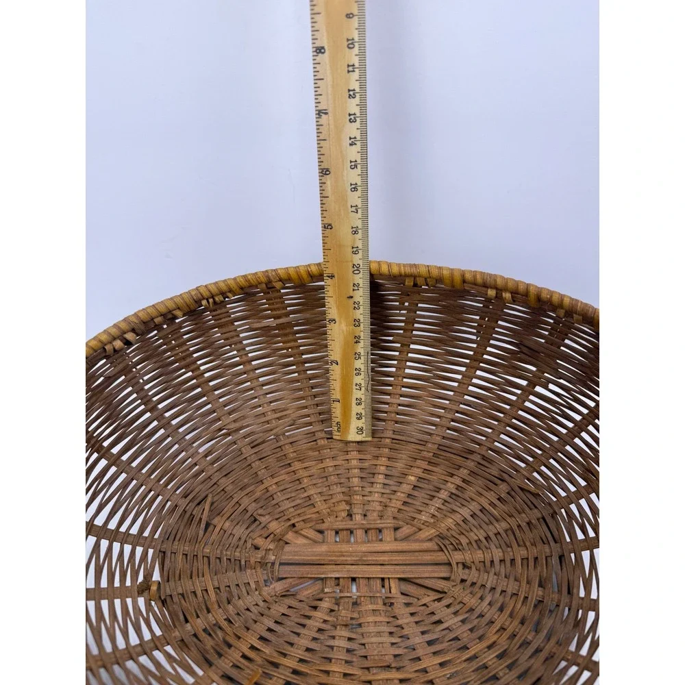 Vintage Woven Wicker Turkey Duck Basket with Lid Farmhouse Rattan Decor